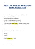 Patho Exam 1 Practice Questions And Verified Solutions 2026