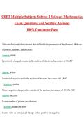 CSET Multiple Subjects Subtest 2 Science&semi; Mathematics Exam Actual 2026 &sol; 2027 Questions with Verified Answers Grade A&plus; Guarantee