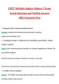 CSET Multiple Subject Subtest 1 Exam Actual 2026 &sol; 2027 Questions with Verified Answers Grade A&plus; Guarantee