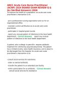 ANCC Acute Care Nurse Practitioner &lpar;ACNP&rpar; 2024 BOARD EXAM REVIEW Q & As &lpar;Verified Answers&rpar;