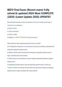 BEFO Final Exam &lpar;Recent exam&rpar; Fully  solved & updated 2026 Most COMPLETE  &lpar;2026&rpar; &lpar;Latest Update 2026&rpar; UPDATE&excl;&excl;