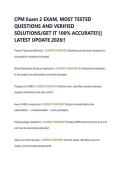 CPM Exam 2 EXAM&comma; MOST TESTED  QUESTIONS AND VERIFIED  SOLUTIONS&sol;GET IT 100&percnt; ACCURATE&excl;&excl;&vert;&vert;  LATEST UPDATE 2026&excl;&excl; 