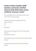 Florida LP Master Qualifier EXAM  Questions and Answers &lpar;Verified  Answers&rpar; Study Guide &lpar;latest version  verified for accuracy&rpar; &vert; Latest&excl;&excl; 