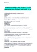 Pathophysiology Final Detailed Exam  Questions and Verified Solutions 2026 