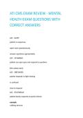 ATI CMS EXAM REVIEW - MENTAL HEALTH EXAM QUESTIONS WITH CORRECT ANSWERS