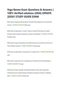 Yoga Renew Exam Questions & Answers &vert;  100&percnt; Verified solutions &lpar;2026&rpar; UPDATE  &vert;2026&excl;&excl; STUDY GUIDE EXAM 