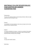 NIGHTINGALE COLLEGE PATHOPHYSIOLOGY EXAM QUESTION AND ANSWERS GUARANTEED PASS