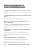 RANDOM QUIZ QUESTIONS & UPDATED CORRECT ANSWERS