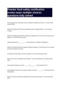 Premier food safety certification review exam multiple choices questions fully solved
