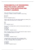 FUNDAMENTALS OF ENGINEERING PRACTICE EXAM 1 UPDATED ACTUAL EXAM QUESTIONS AND CORRECT ANSWERS