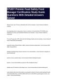 STUDY Premier Food Safety Food Manager Certification Study Guide Questions With Detailed Answers Solved