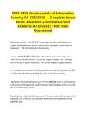 WGU D430 Fundamentals of Information Security OA 2025&sol;2026 &mdash; Complete Actual Exam Questions & Verified Correct Answers &vert; A&plus; Graded &vert; 100&percnt; Pass Guaranteed