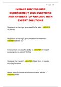 INDIANA BMV FOR-HIRE  ENDORSEMENT 2026 QUESTIONS  AND ANSWERS &vert; A&plus; GRADED &vert; WITH  EXPERT SOLUTIONS 