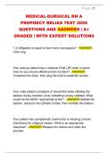 MEDICAL-SURGICAL RN A  PROPHECY RELIAS TEST 2026  QUESTIONS AND ANSWERS &vert; A&plus;  GRADED &vert; WITH EXPERT SOLUTIONS 