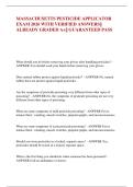 MASSACHUSETTS PESTICIDE APPLICATOR  EXAM 2026 WITH VERIFIED ANSWERS&vert;&vert;  ALREADY GRADED A&plus;&vert;&vert; GUARANTEED PASS