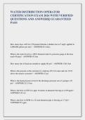 WATER DISTRIBUTION OPERATOR  CERTIFICATION EXAM 2026 WITH VERIFIED  QUESTIONS AND ANSWERS&vert;&vert; GUARANTEED  PASS