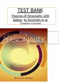 Theories of Personality 10th Edition Test Bank by Richard M &vert; Exam Questions & Answers