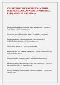 CHARLESTON TOUR GUIDE EXAM WITH  QUESTIONS AND ANSWERS&vert;&vert; GUARANTEED  PASS&vert;&vert; ALREADY GRADED A&plus;