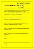 MT AAB  IMMUNOHEMATOLOGY  EXAM QUESTIONS AND ANSWERS 2026