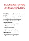 WGU D522 PYTHON FOR IT AUTOMATION  OA TEST EXAMINATION ACTUAL EXAM  COMPLETE QUESTIONS AND VERIFIED  SOLUTIONS LATEST UPDATE THIS YEAR 