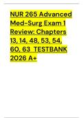 NUR 265 Advanced Med-Surg Exam 1 Review&colon; Chapters 13&comma; 14&comma; 48&comma; 53&comma; 54&comma; 60&comma; 63  TESTBANK 2026 A&plus; 