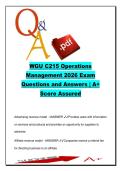 WGU C215 Operations Management Exam 200 Questions &lpar;C215&rpar; &ndash; Supply Chain&comma; JIT & Quality Management Q&A &ndash; Western Governors University