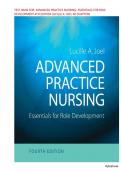 Test Bank For Advanced Practice Nursing Essentials for Role Development 4th Edition by Lucille A Joel All Chapters &lpar; 1-30 &rpar; Completed &vert;&vert; ISBN&colon;9789350906644 &vert;&vert; Exam Questions & Verified Answers &comma;Newest Edition 