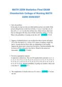 MATH 225N Statistics Final EXAM  Chamberlain College of Nursing MATH  225N 2026&sol;2027 