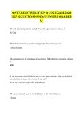WATER DISTRIBUTION D1&sol;D2 EXAM 2026-2027 QUESTIONS AND ANSWERS GRADED A&plus;