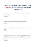 WATER DISTRIBUTION MATH EXAM 2026-2027 QUESTIONS AND ANSWERS GRADED A&plus;
