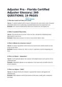 Adjuster Pro - Florida Certified Adjuster Glossary&vert; 260 QUESTIONS&vert; 19 PAGES