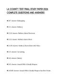 LA COUNTY TEST FINAL STUDY PAPER 2026 COMPLETE QUESTIONS AND ANSWERS