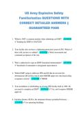 US Army Explosive Safety  Familiarization QUESTIONS WITH  CORRECT DETAILED ANSWERS &vert;&vert;  GUARANTEED PAS