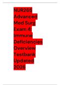 NUR265 Advanced Med Surg Exam 4&colon; Immune Deficiencies Overview Testbank  Updated 2026
