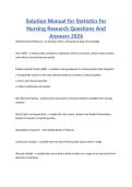 Solution Manual for Statistics for Nursing Research Questions And Answers 2026