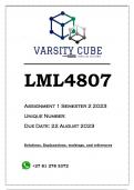 LML4807 Assignment 1 (ANSWERS) Semester 2 2023 - DISTINCTION GUARANTEED