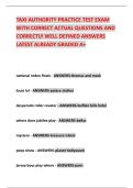 TAXI AUTHORITY PRACTICE TEST EXAM  WITH CORRECT ACTUAL QUESTIONS AND  CORRECTLY WELL DEFINED ANSWERS  LATEST ALREADY GRADED A&plus; 