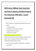 NFHS Soccer Officials Exam Questions  and Correct Answers &lpar;Verified Answers&rpar;  Plus Rationales 2026 Q&A &vert; Instant  Download Pdf