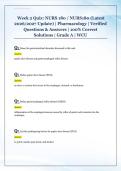 Week 2 Quiz&colon; NURS 180 &sol; NURS180 &lpar;Latest  2026&sol;2027 Update&rpar; &vert; Pharmacology &vert; Verified  Questions & Answers &vert; 100&percnt; Correct  Solutions &vert; Grade A &vert; WCU 