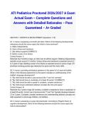 ATI Pediatrics Proctored 2026&sol;2027 A Exam Actual Exam &ndash; Complete Questions and Answers with Detailed Rationales &ndash; Pass Guaranteed &ndash; A&plus; Graded