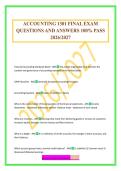 ACCOUNTING 1301 FINAL EXAM QUESTIONS AND ANSWERS 100&percnt; PASS 2026&sol;2027