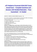 ATI Pediatrics Proctored 2026&sol;2027 Exam Actual Exam &ndash; Complete Questions and Answers with Detailed Rationales &ndash; Pass Guaranteed &ndash; A&plus; Graded