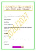 ANATOMY FINAL EXAM QUESTIONS AND ANSWERS 100&percnt; PASS 2026&sol;2027