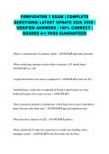 FIREFIGHTER 1 EXAM &vert; COMPLETE QUESTIONS&vert; LATEST UPDATE 2026 2026 &vert; VERIFIED ANSWERS &vert; 100&percnt; CORRECT &vert; GRADED A&plus;&vert; PASS GUARANTEED