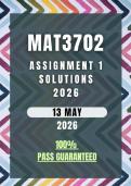 MAT3702 Assignment 1 Memo 2026 - Step by Step Calculations &vert; Due Date 13 May 2026