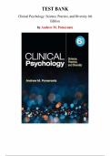 Test Bank for Clinical Psychology&colon; Science&comma; Practice&comma; and Diversity Sixth Edition &lpar;Pomerantz&comma; 2023&rpar;&comma; Chapter 1-19 &vert;All Chapters