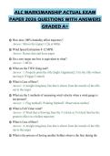 ALC MARKSMANSHIP ACTUAL EXAM PAPER 2026 QUESTIONS WITH ANSWERS GRADED A&plus;