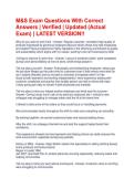 M&S Exam Questions With Correct Answers &vert; Verified &vert; Updated &lpar;Actual Exam&rpar; &vert; LATEST VERSION&excl;&excl;