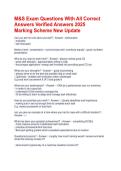 M&S Exam Questions With All Correct Answers Verified Answers 2025 Marking Scheme New Update