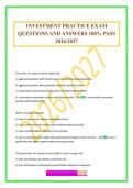 INVESTMENT PRACTICE EXAM QUESTIONS AND ANSWERS 100&percnt; PASS 2026&sol;2027
